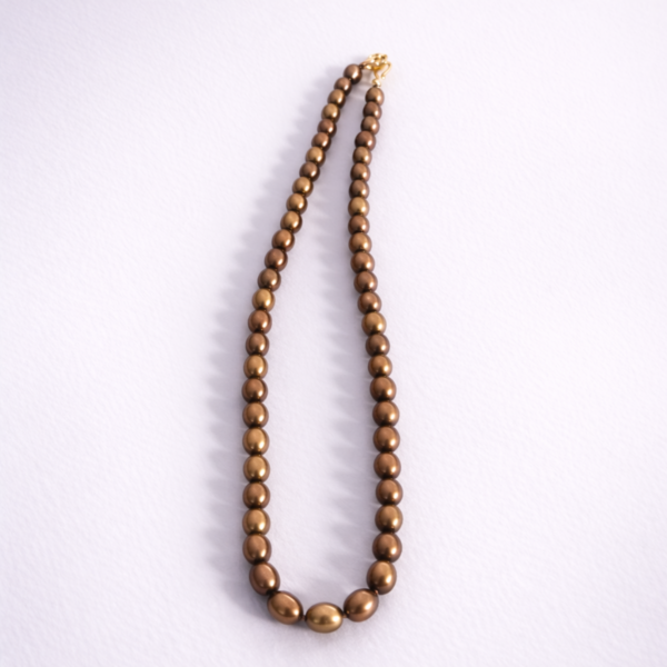 Elysian Elite Elegant Brown Pearl Beaded Necklace – Classic Single Strand Mala