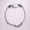 Elysian Elite Modern Sterling Silver Baroque Pearl and Dark Peacock Pearl Bangle Bracelet