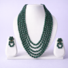 Elysian Elite Dark Green Multi-Strand Beaded Statement Necklace Set with Matching Earrings