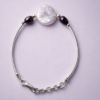 Elysian Elite Modern Sterling Silver Baroque Pearl and Dark Peacock Pearl Bangle Bracelet