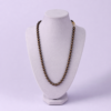 Bronze Metallic Pearl Strand Necklace for Women with Round Chocolate Beads and Gold Clasp